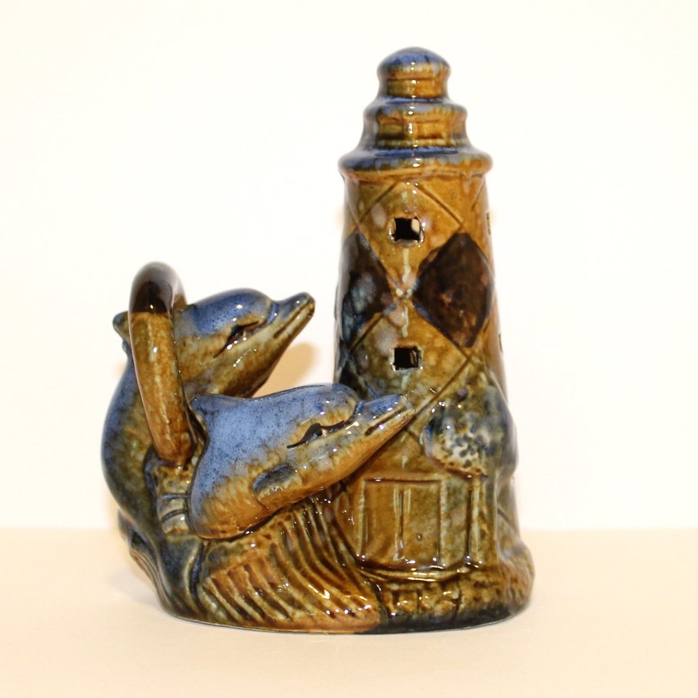 Fish Tank Aquarium Decor Dolphins and Lighthouse Ceramic